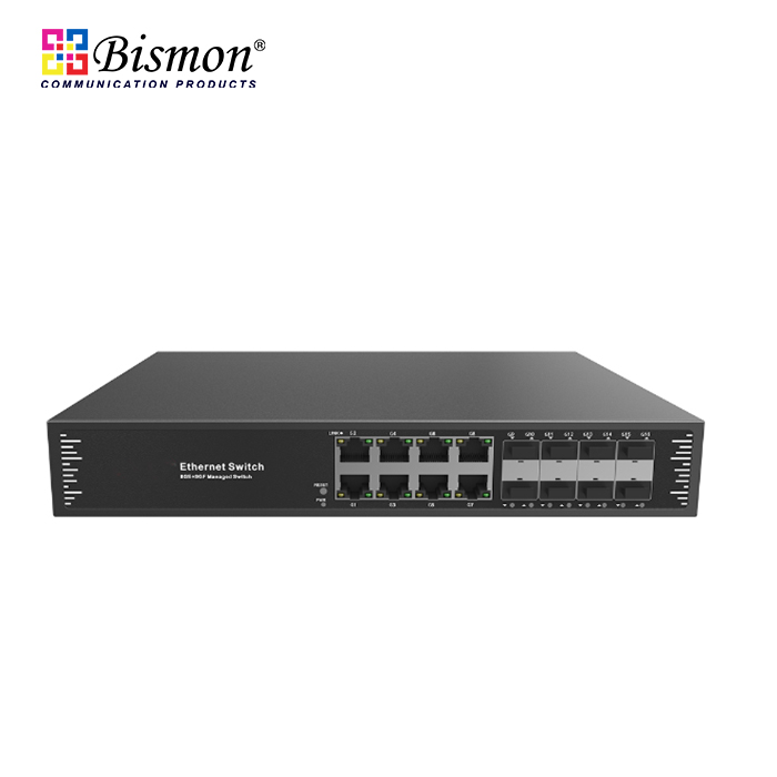 8 Port 10/100/1000Base-T with 8Port 1000M SFP fiber L2+ managed Switch